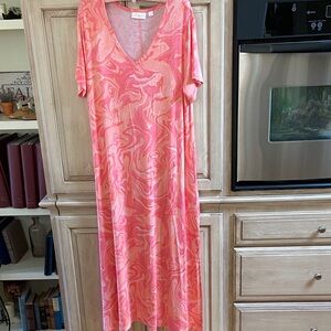 Belle by Kim Gravel Pink Swirl Maxi Dress